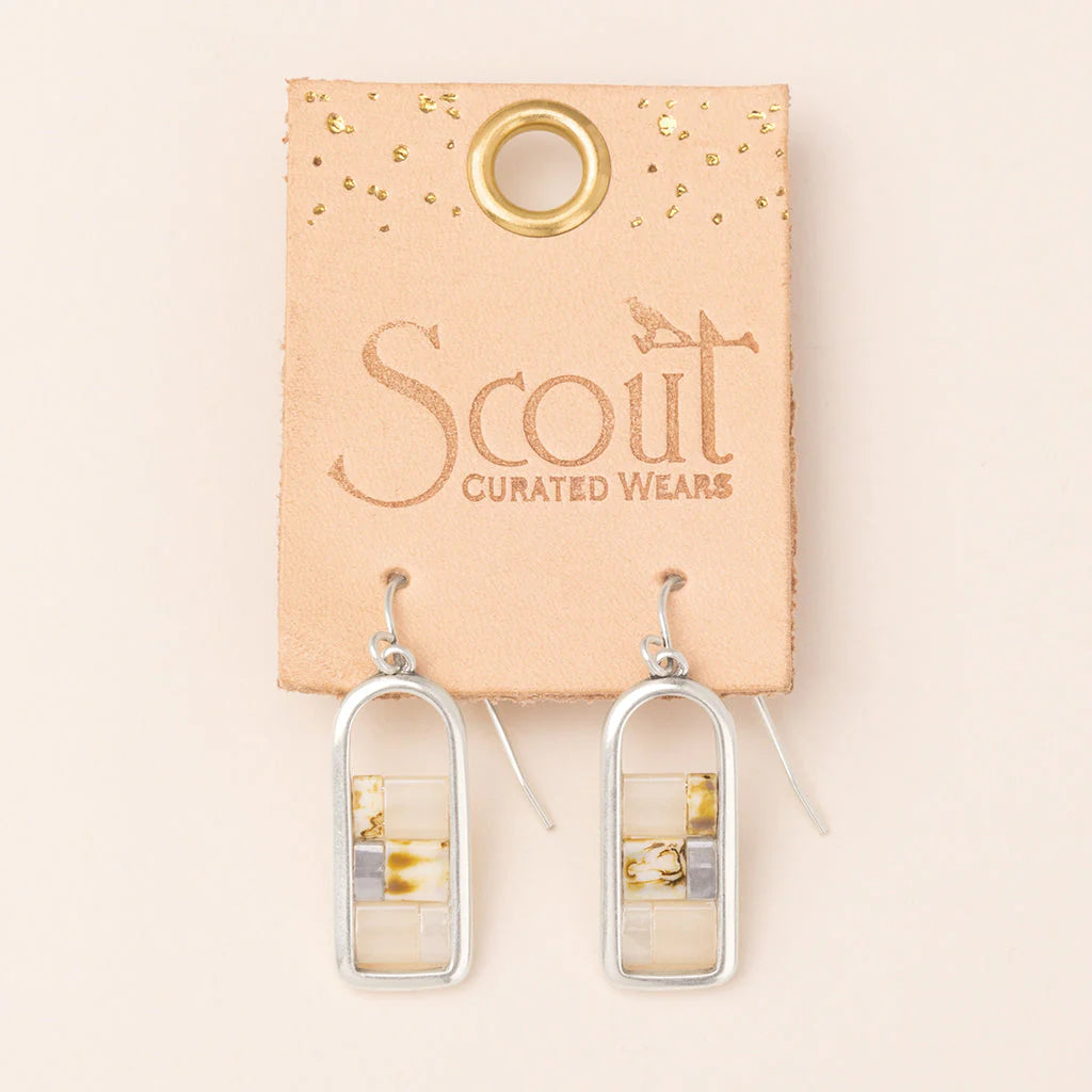 Miyuki Frame Earrings - Ivory/Silver