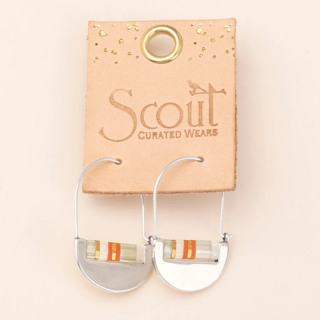 Miyuki Crescent Hoop Earrings - Silver