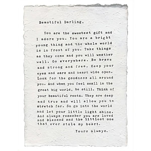 Handmade Paper Print - Beautiful Darling