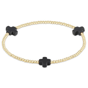 Signature Cross 2mm Gold Bracelet - onyx