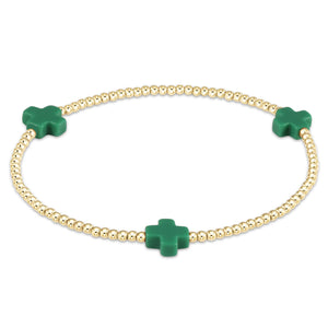 Signature Cross 2mm Gold Bracelet - emerald