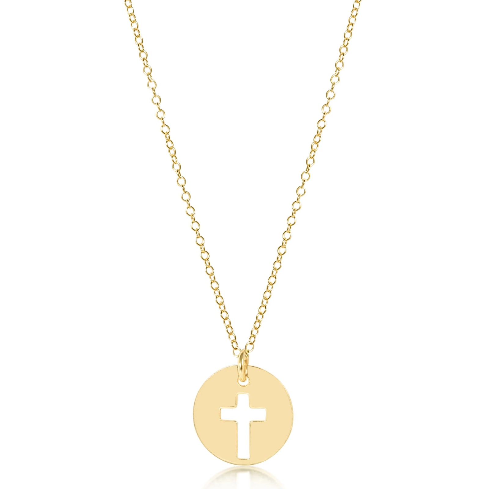 Blessed gold disc 16” necklace