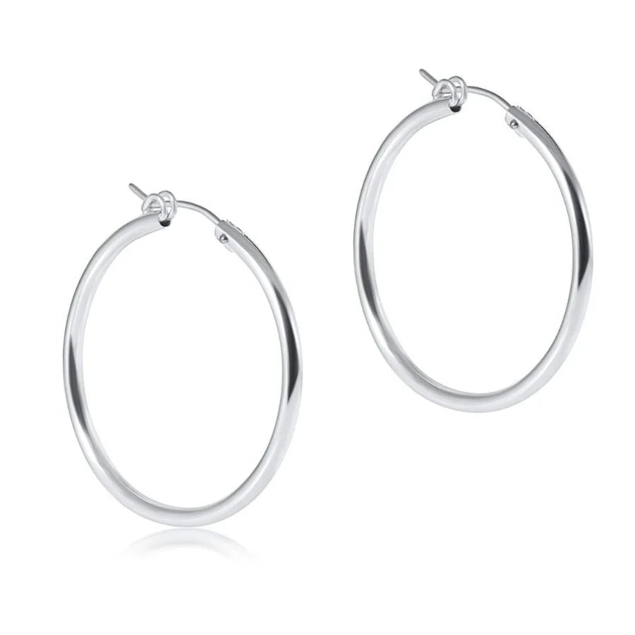 Round sterling 1.25" hoop earrings - smooth