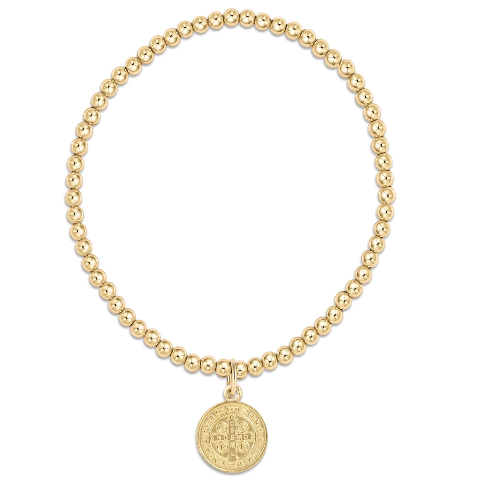 Classic Gold 3mm Bracelet - blessing gold disc charm