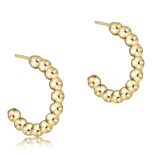 Beaded classic 1" post hoop earrings - 3mm gold