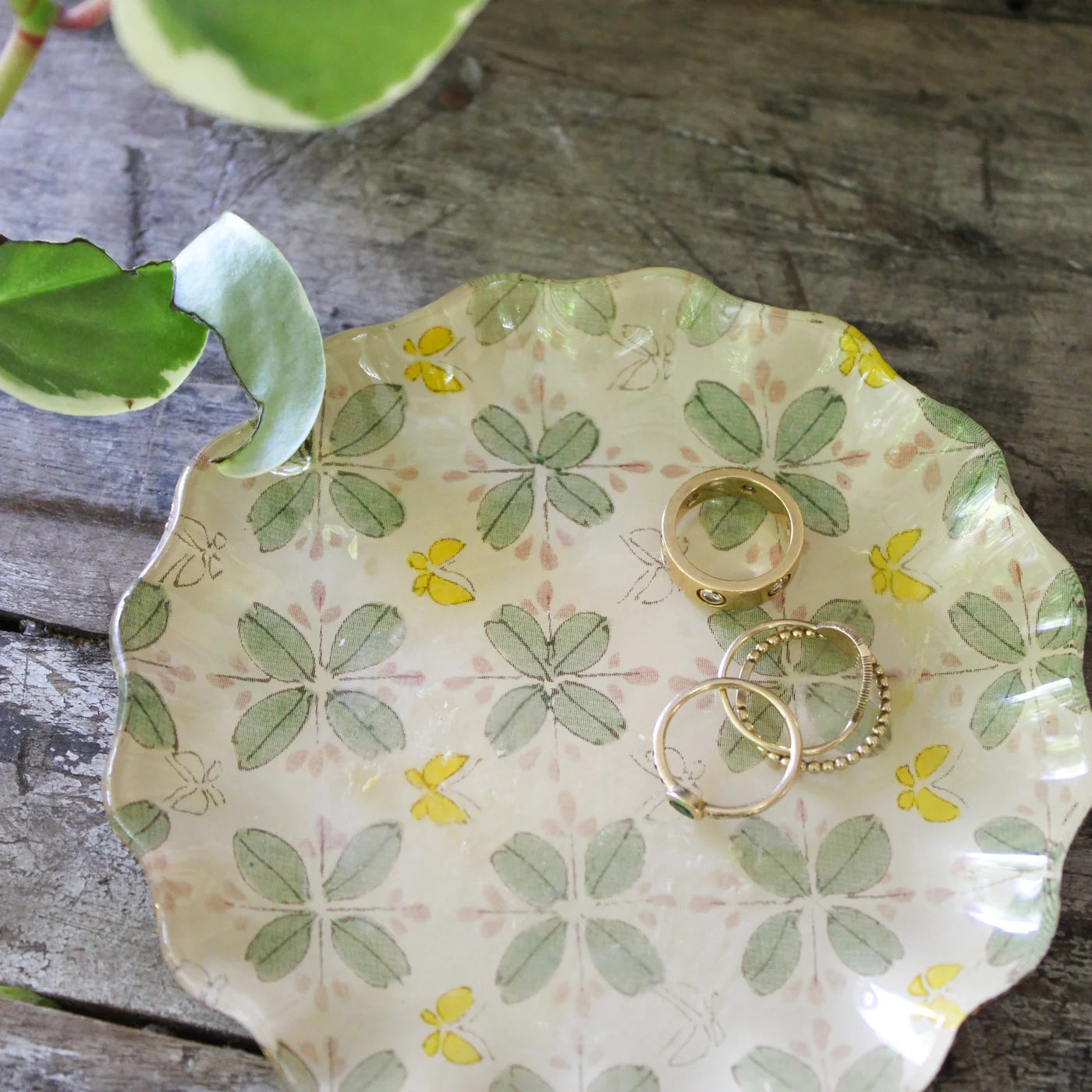 Butterfly Garden Scalloped Decoupage Plate