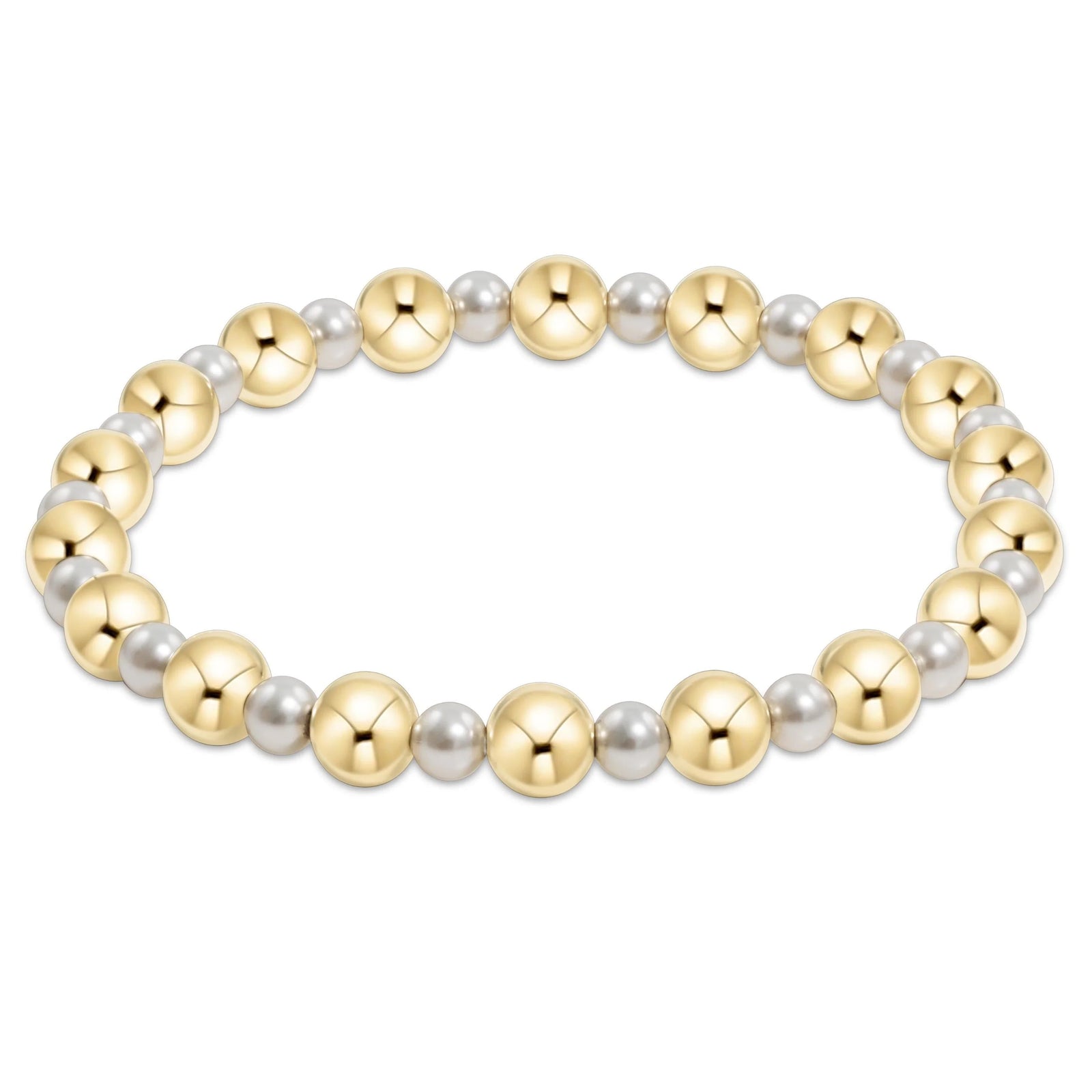 Pearl Grateful Pattern 4mm Bead Bracelet - 6mm gold