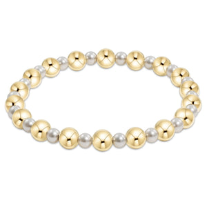 Pearl Grateful Pattern 4mm Bead Bracelet - 6mm gold