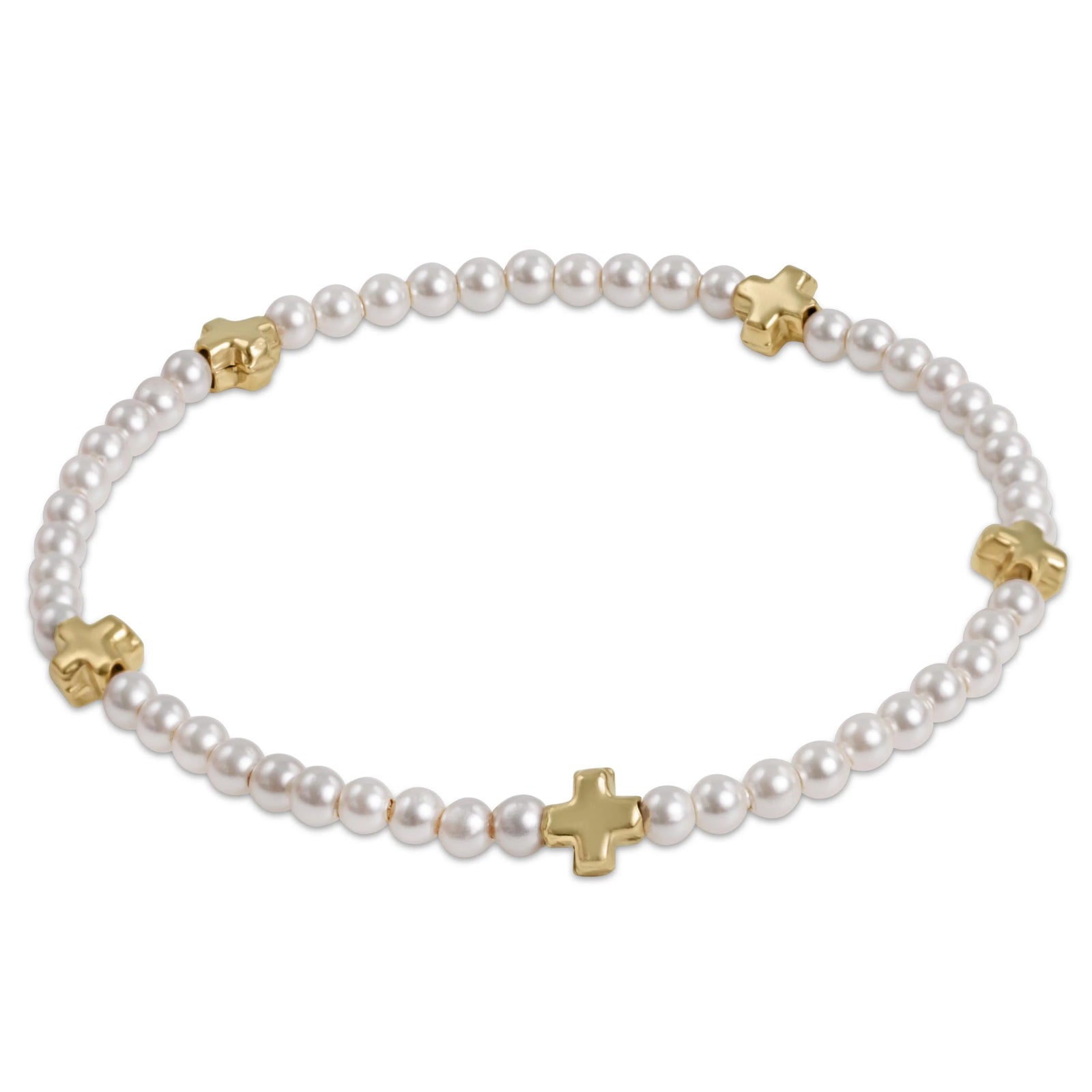 Signature Cross Small 3mm Pearl Bracelet