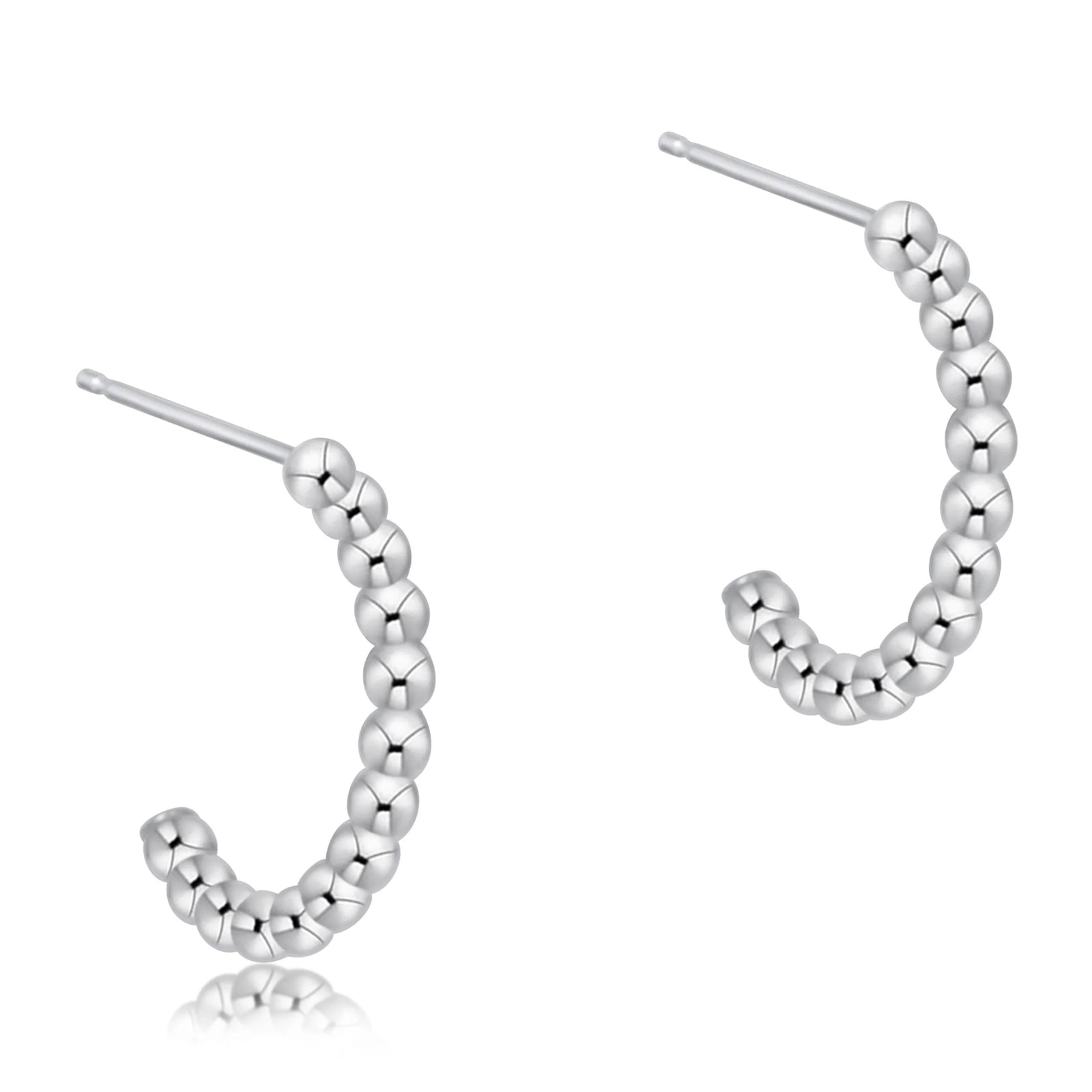 Beaded classic 1" post hoop earrings - 2mm sterling