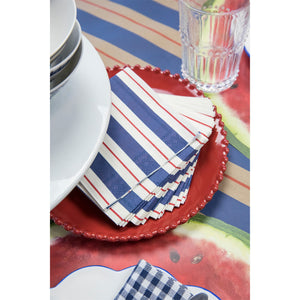 Navy & Red Awning Stripe Cocktail Napkins