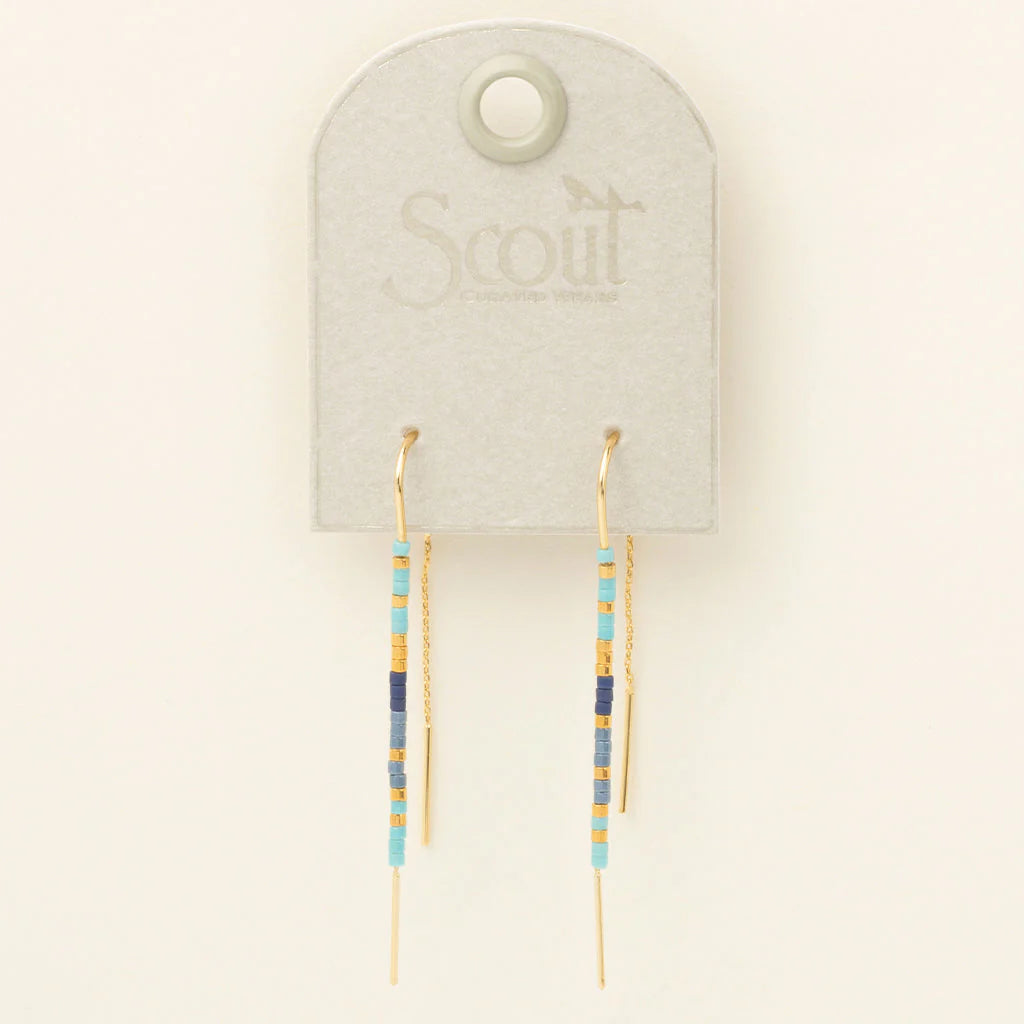 Miyuki Thread Earrings - Cobalt Multi/Gold
