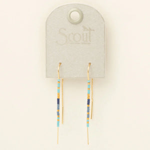 Miyuki Thread Earrings - Cobalt Multi/Gold