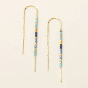 Miyuki Thread Earrings - Cobalt Multi/Gold