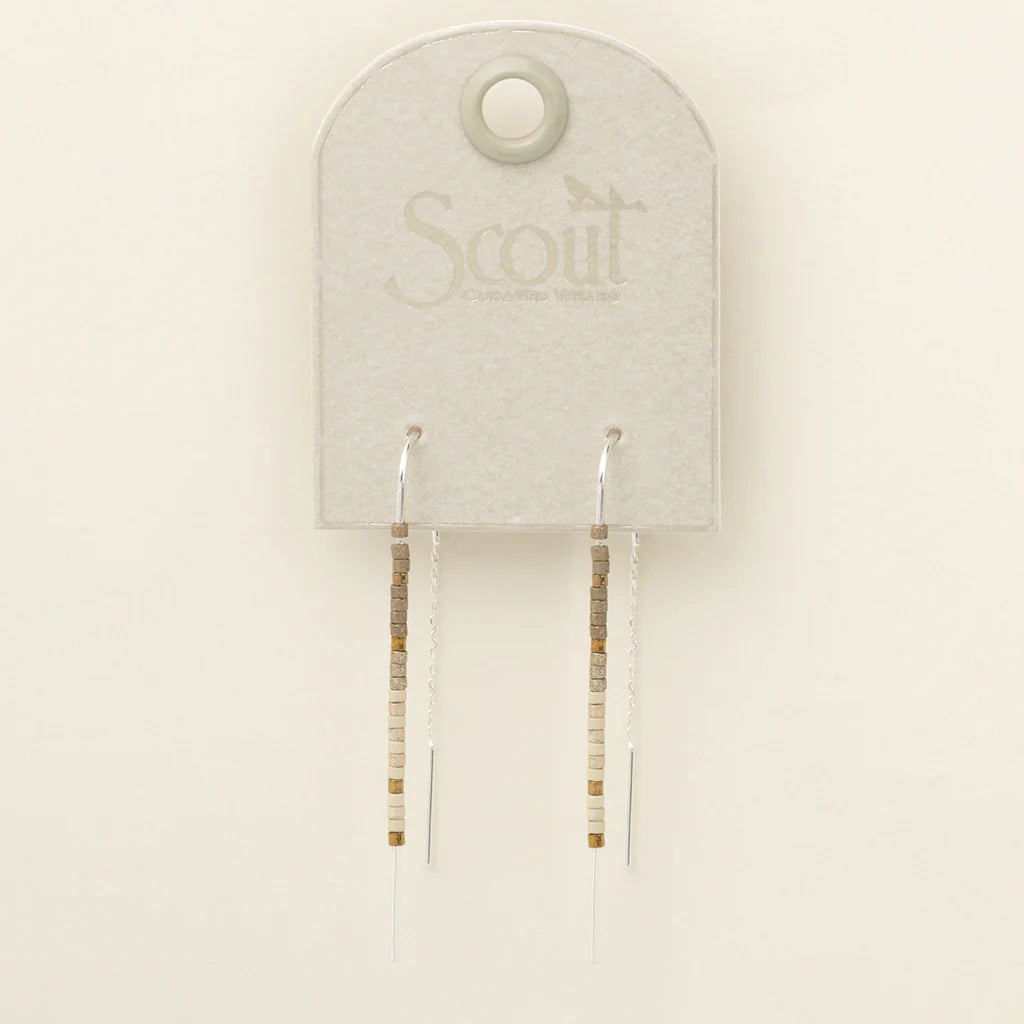 Miyuki Thread Earrings - Pewter Multi/Silver