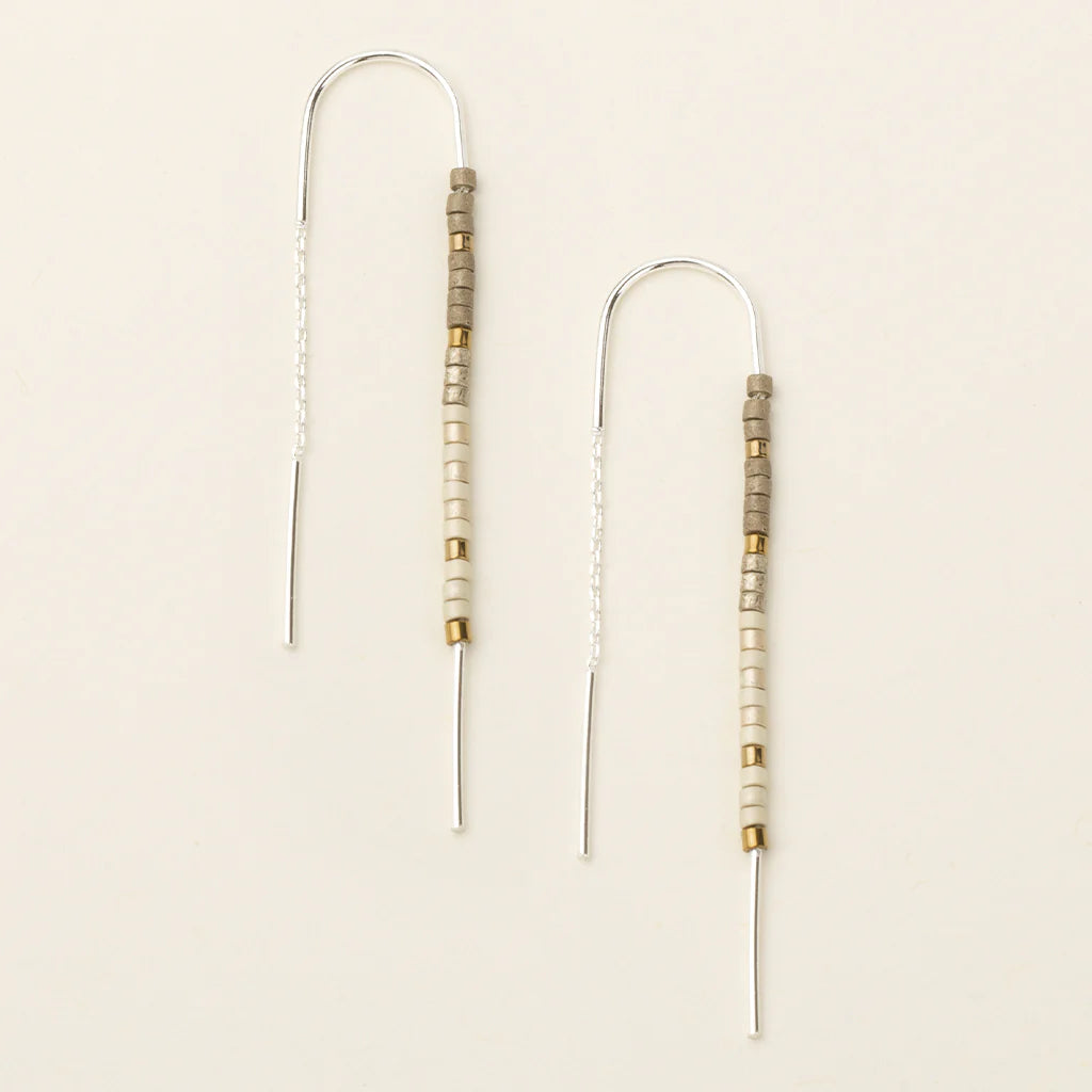 Miyuki Thread Earrings - Pewter Multi/Silver