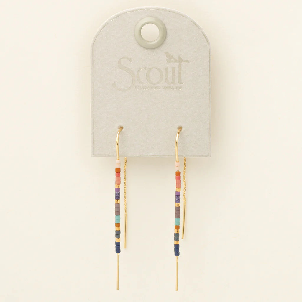 Miyuki Thread Earrings - Dark Multi/Gold