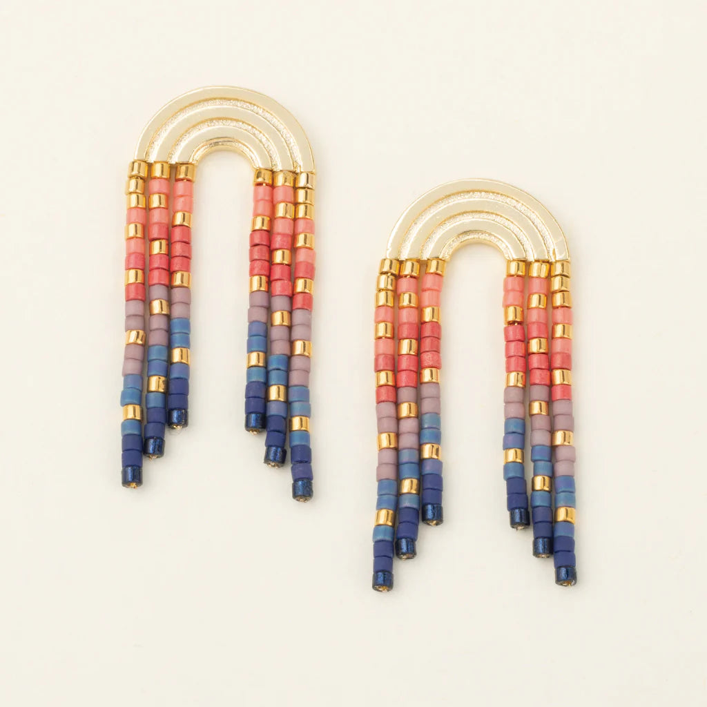 Chromacolor Miyuki Fringe Earrings - Multi/Gold