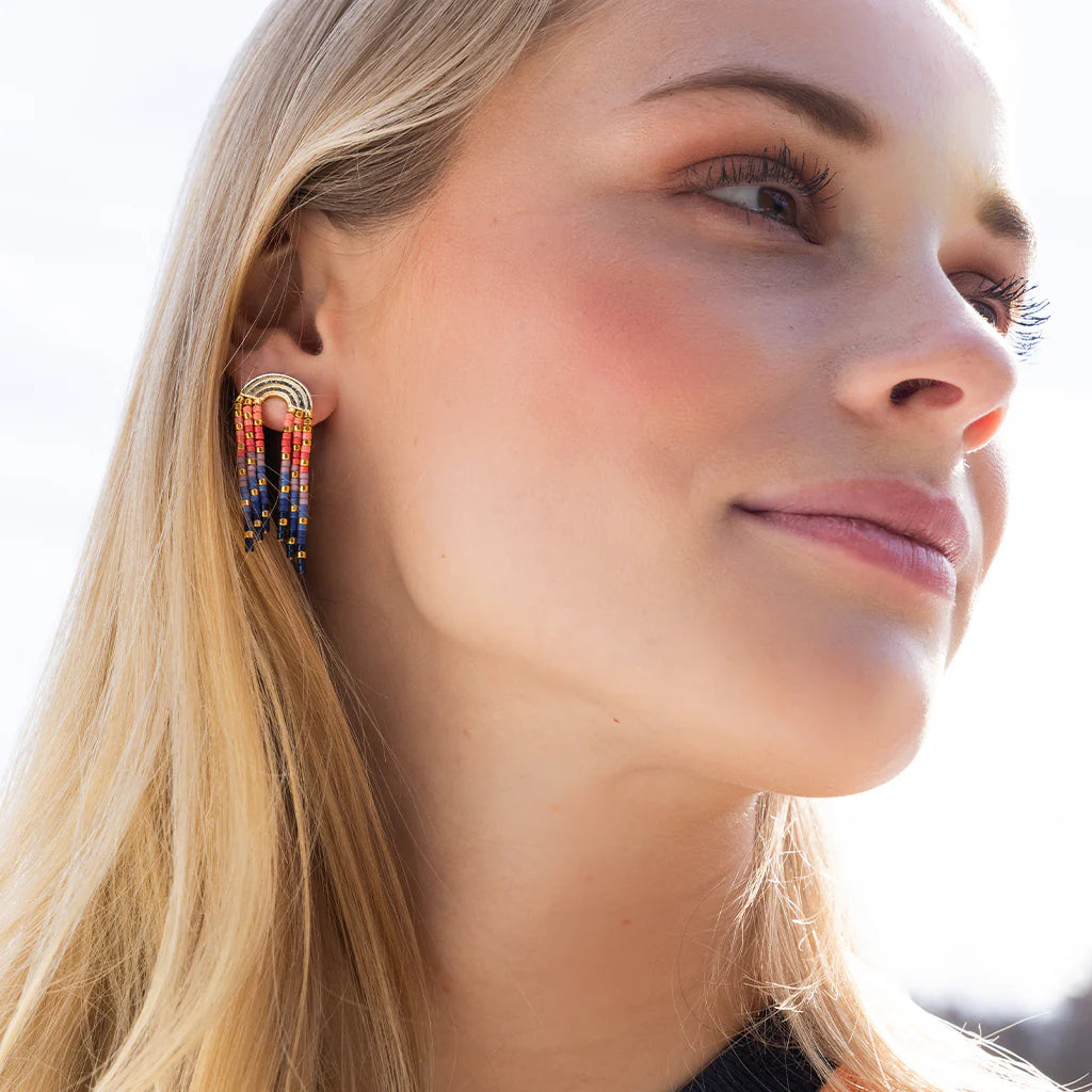 Chromacolor Miyuki Fringe Earrings - Multi/Gold