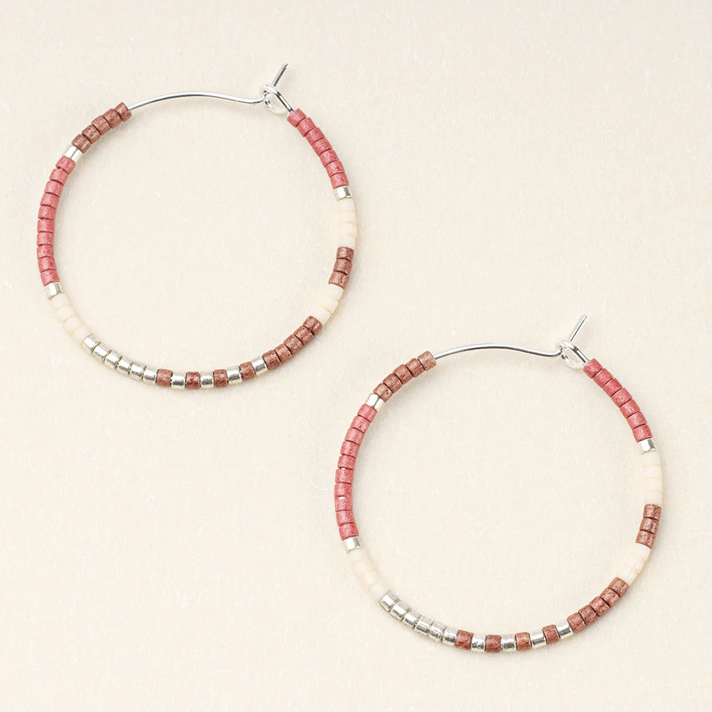 Miyuki Small Hoop Earrings - Blush Multi/Silver