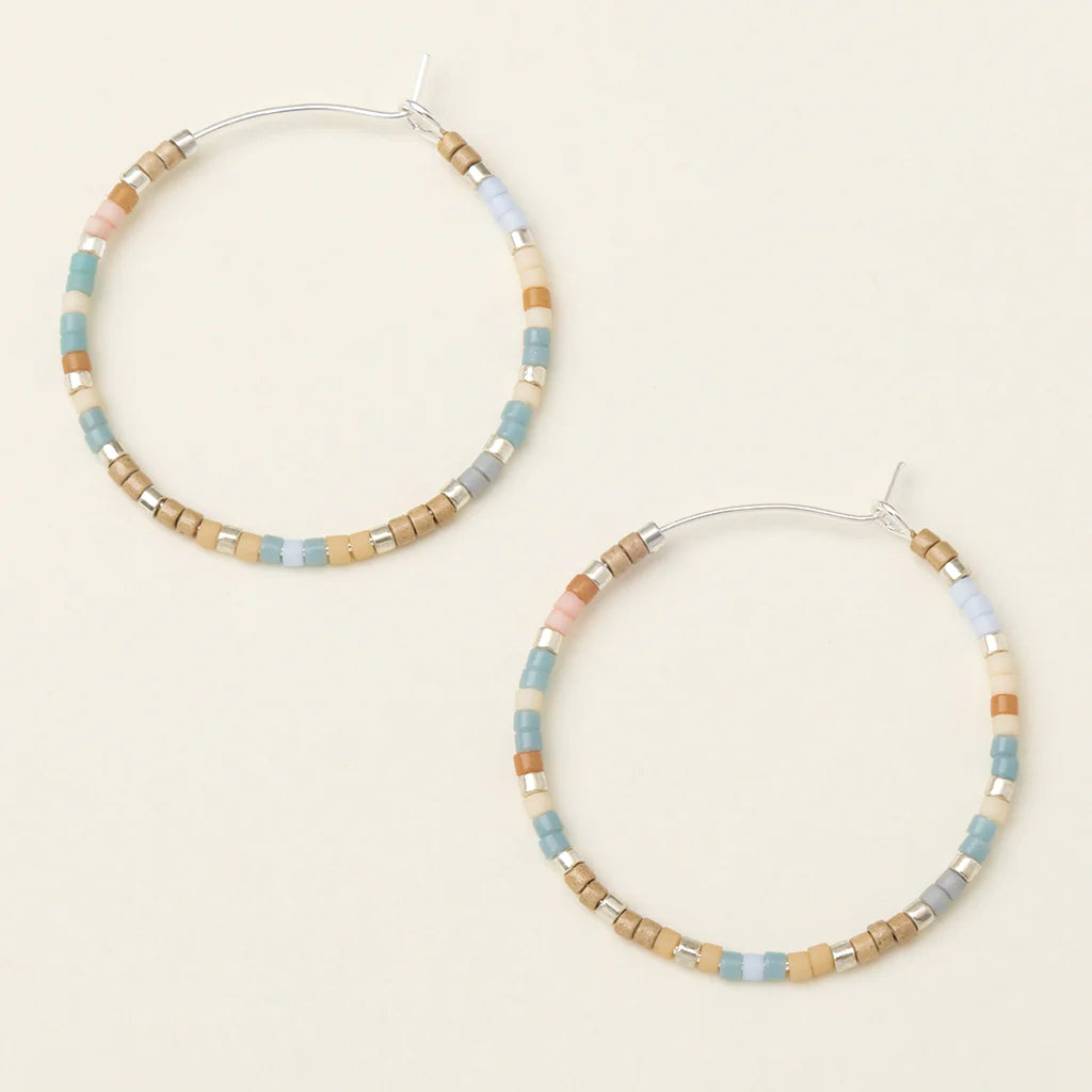 Miyuki Small Hoop Earrings- Desert Blue Multi/Silver