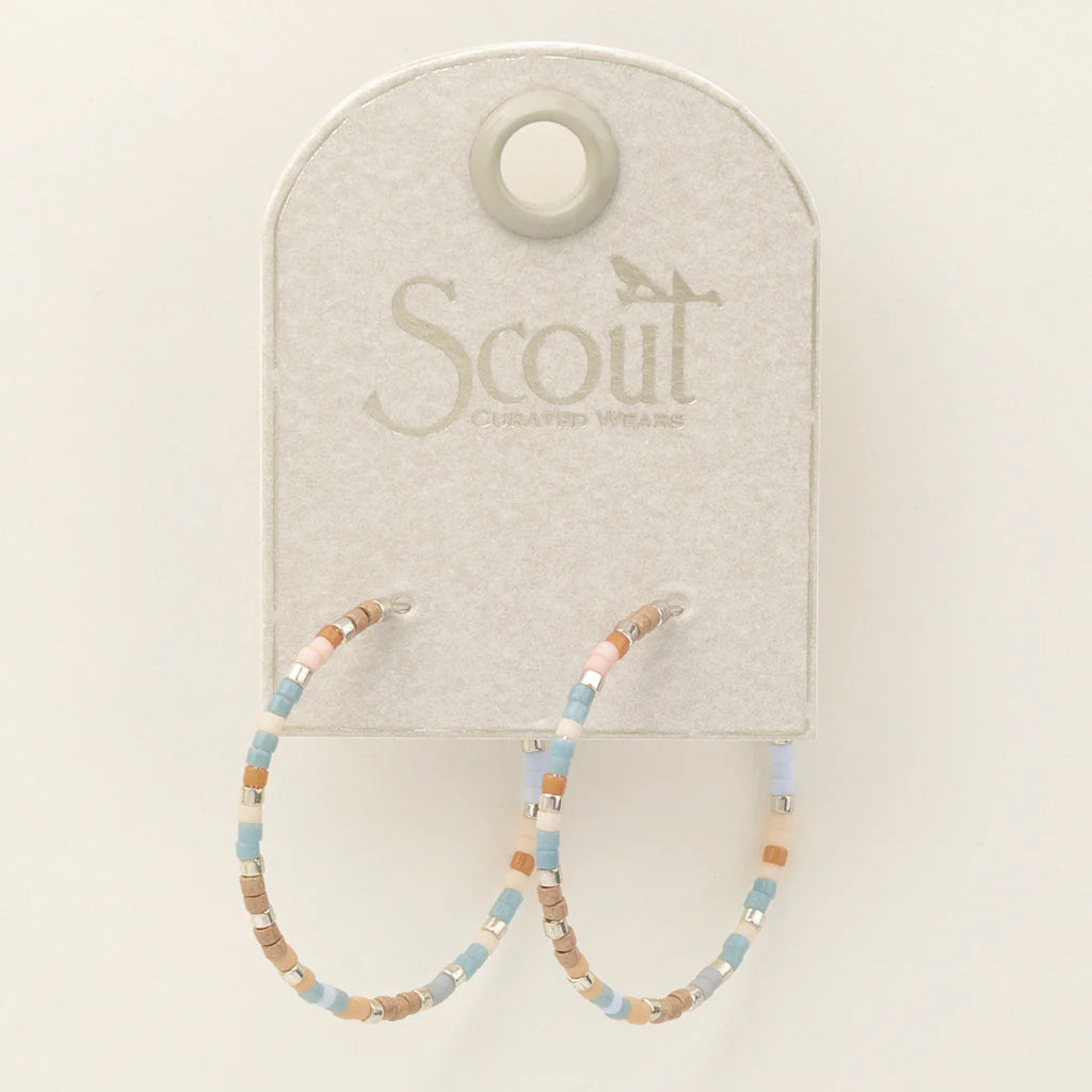 Miyuki Small Hoop Earrings- Desert Blue Multi/Silver
