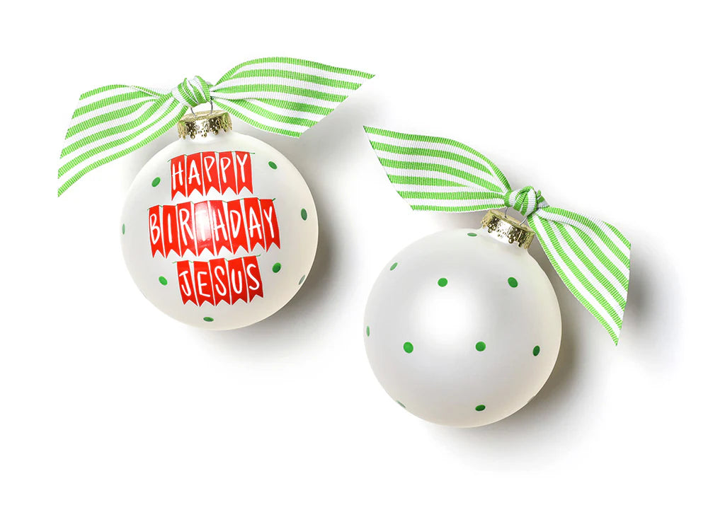 Happy Birthday Jesus Glass Ornament