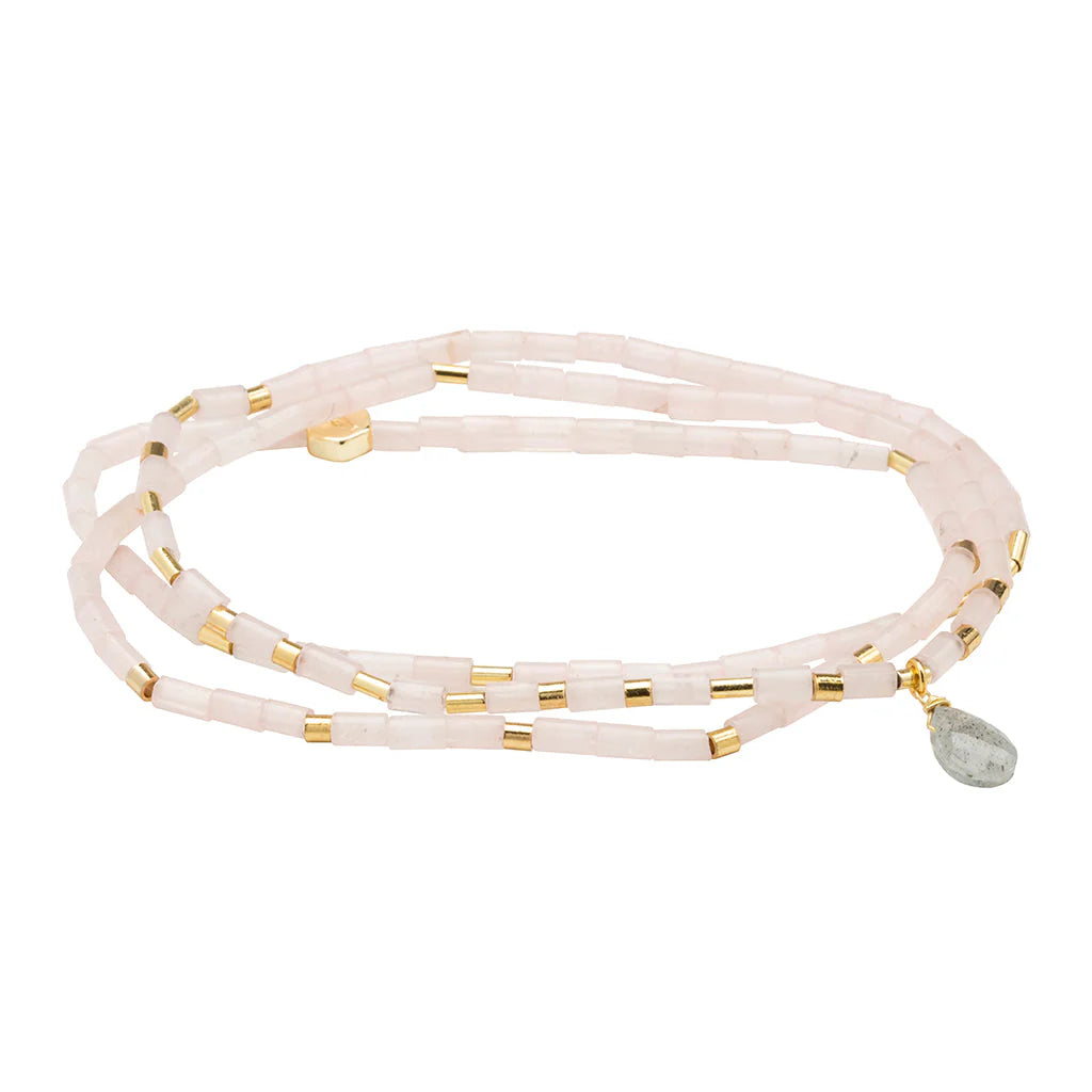 Teardrop Stone Wrap - rose quartz/gold