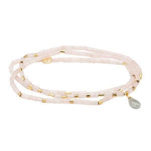 Teardrop Stone Wrap - rose quartz/gold