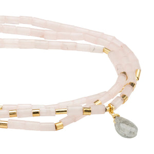 Teardrop Stone Wrap - rose quartz/gold