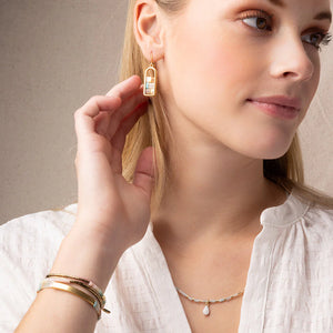 Miyuki Frame Earrings - Ivory/Silver