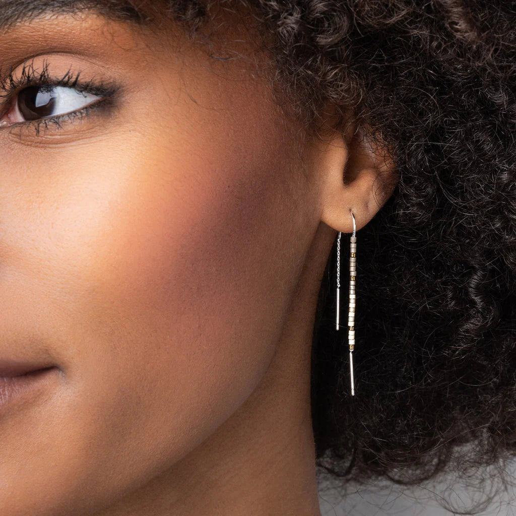 Miyuki Thread Earrings - Cobalt Multi/Gold