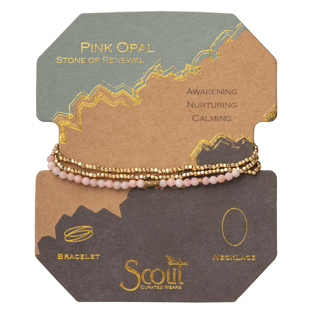 Delicate Stone Wrap - pink opal/gold