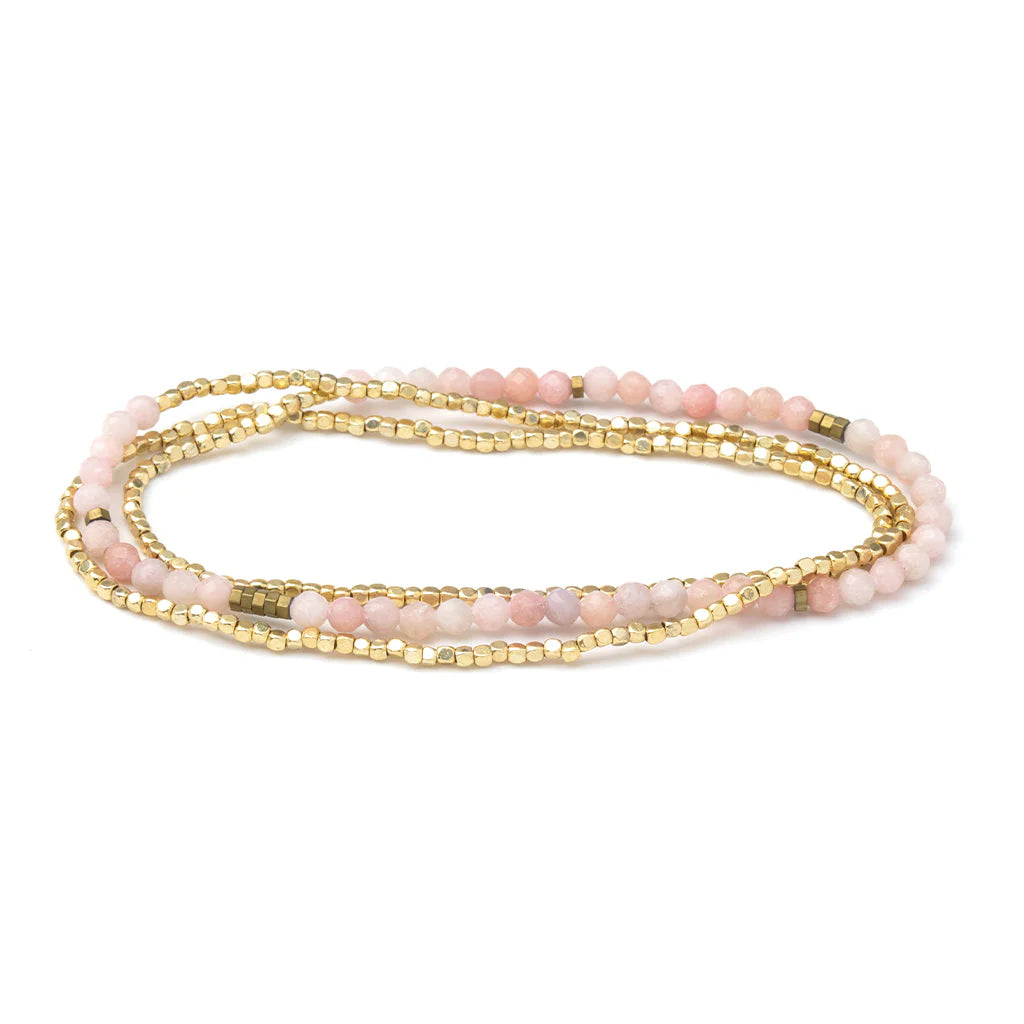 Delicate Stone Wrap - pink opal/gold
