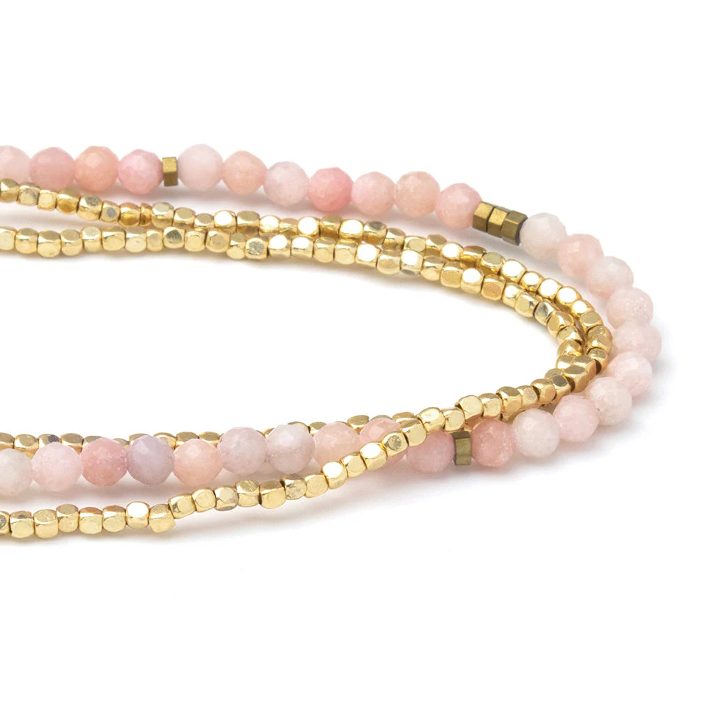 Delicate Stone Wrap - pink opal/gold