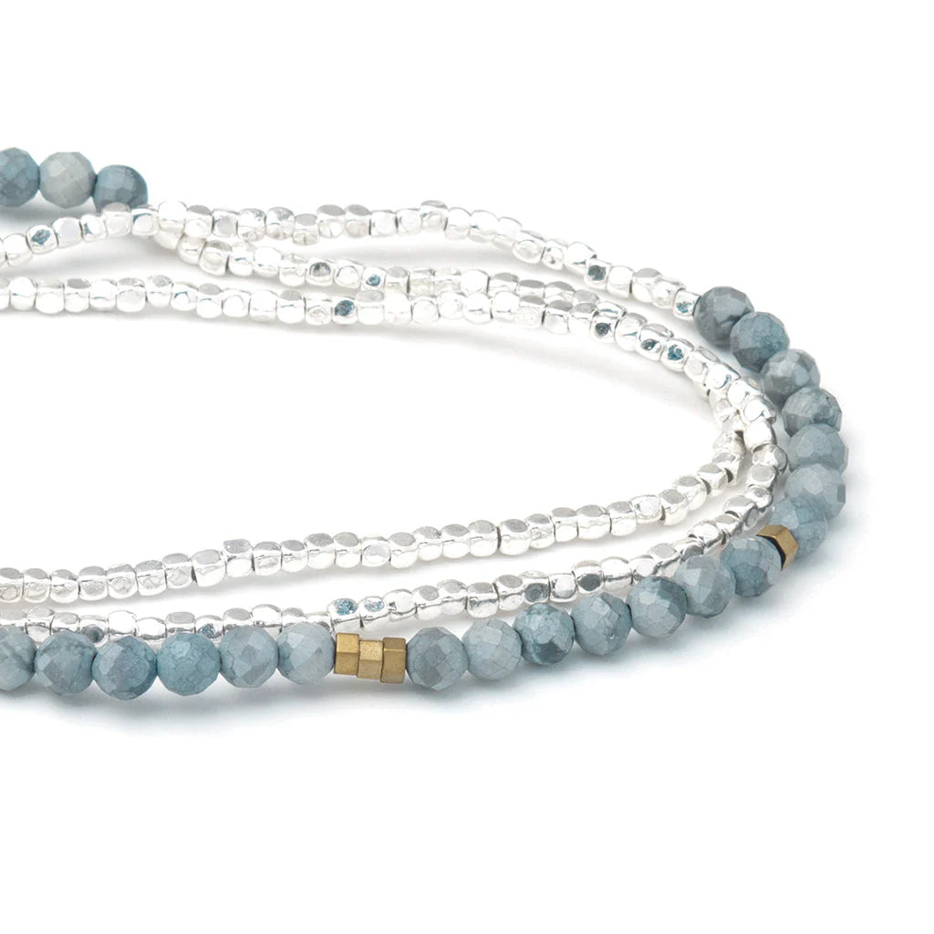 Delicate Stone Wrap - blue howlite/silver