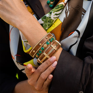Berry Small Hinged Bangle - teak