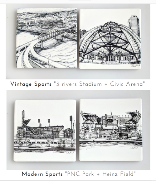 Three Rivers + Civic Arena Stadiums Coaster Set