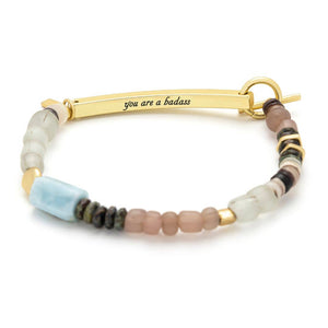 Hidden Message Bracelet - Badass/Larimar/Gold