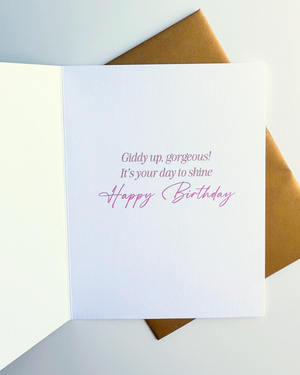 "Giddy Up, Gorgeous" Cowgirl Birthday Card
