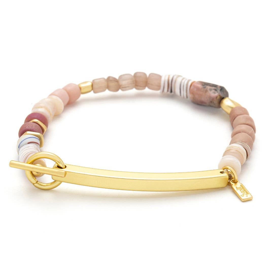 Hidden Message Bracelet - Loved/Rhodochrosite/Gold