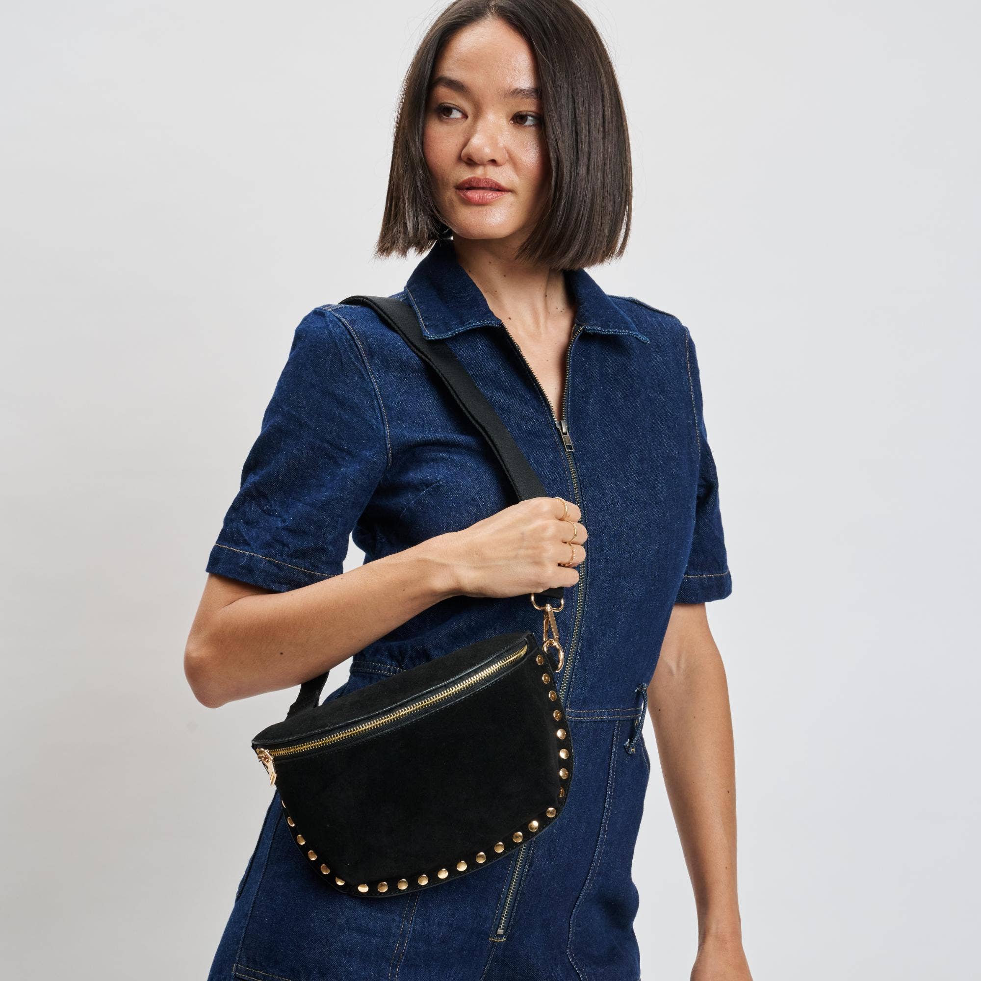 Gizelle-Suede Belt Bag: Wine