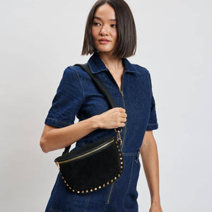 Gizelle-Suede Belt Bag: Wine