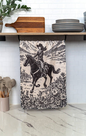 Meadow Cowgirl Dot Diamond Reversible Tea Towel