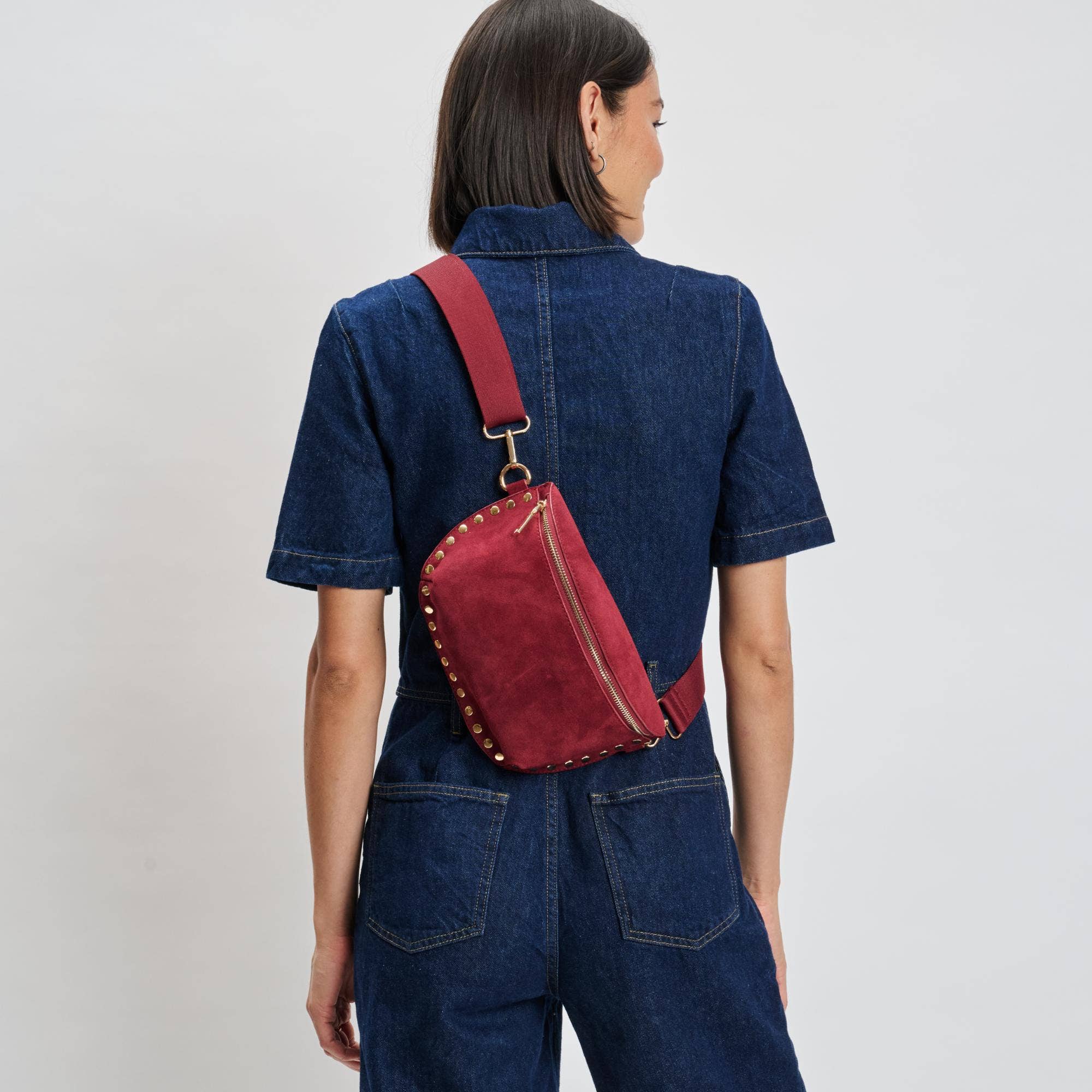 Gizelle-Suede Belt Bag: Tan