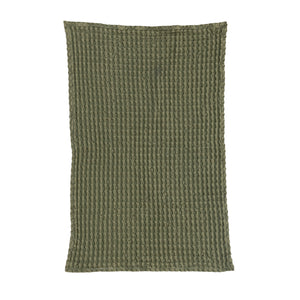 Stonewashed Cotton Waffle Tea Towel, Green