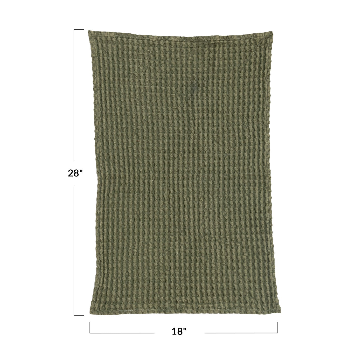 Stonewashed Cotton Waffle Tea Towel, Green
