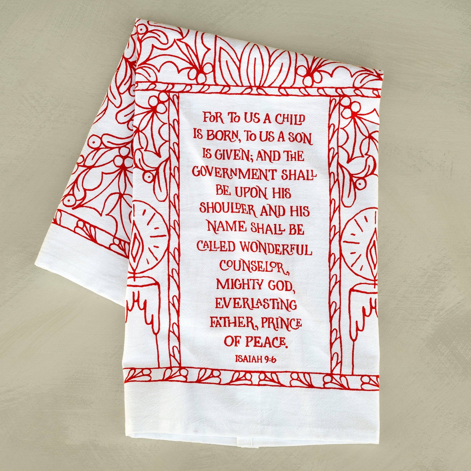 For to Us a Child Is Born Tea Towel
