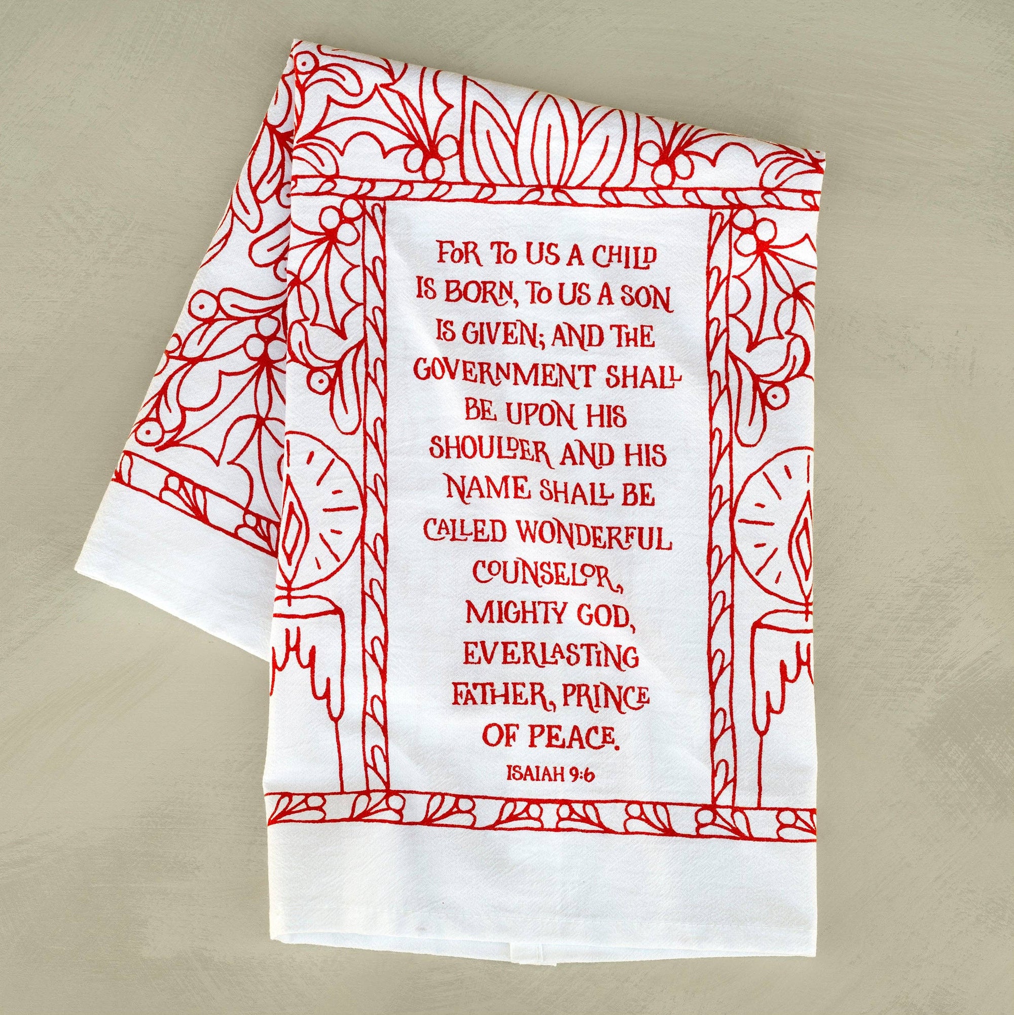 For to Us a Child Is Born Tea Towel