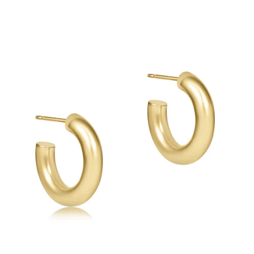 Round gold 0.5" post hoop earrings - 4mm - smooth